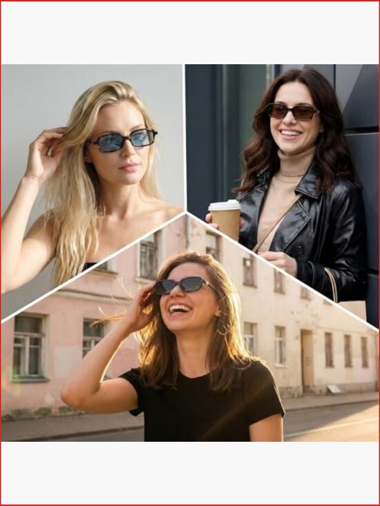 4 Pack Retro Oval Rectangular Sunglasses Small Vintage UV Protection